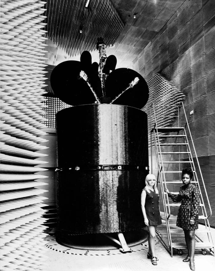 Space History Photo: Intelsat IV in an Anechoic Chamber